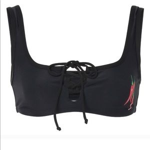 ONIA SWIM TOP BLACK WITH RED PEPPERS $139